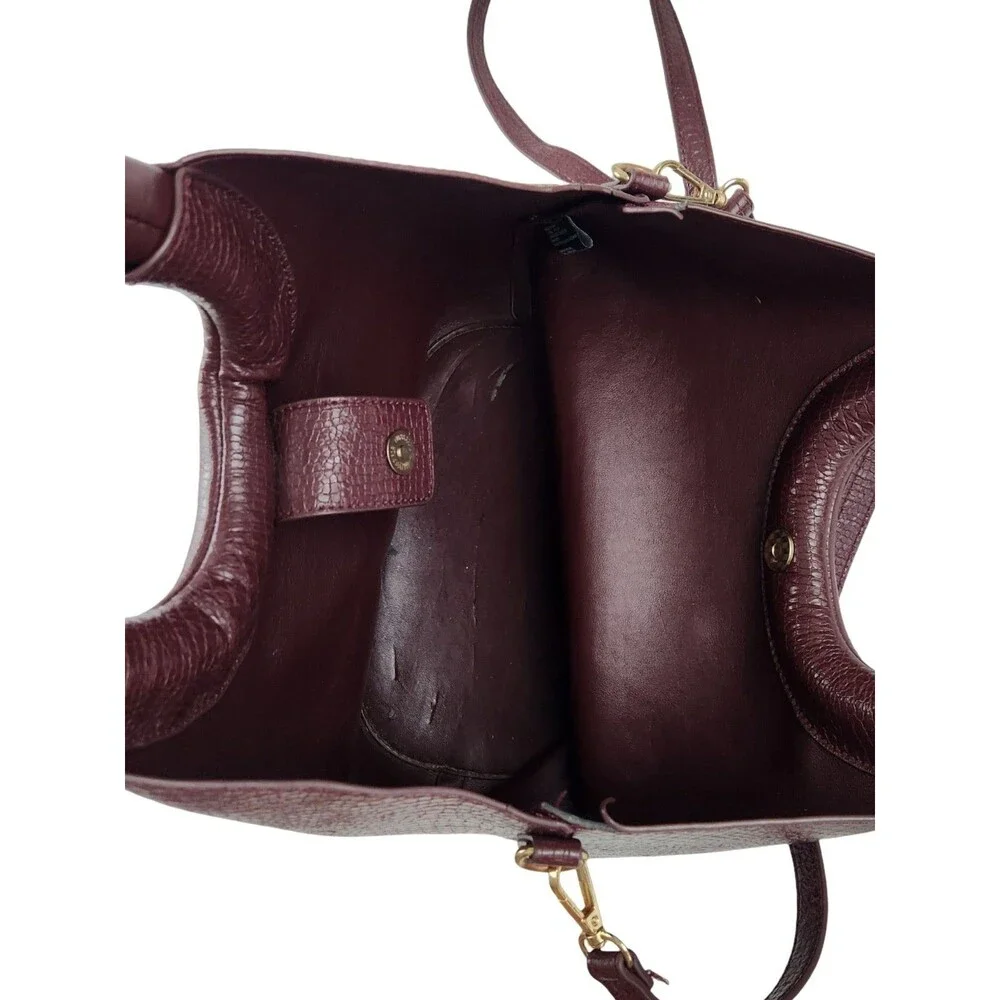 Anthropologie Ring Handle Crossbody Bag Burgundy Croc Embossed EUC